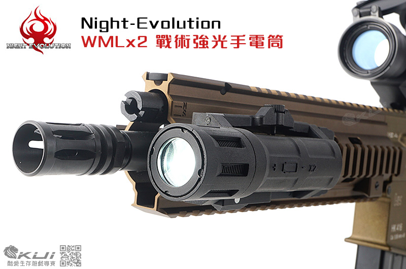Night-Evolution 夜間進化 WMLx2 戰術強光手電筒,頭盔軌道,戰術魚骨∼NE04038-BK