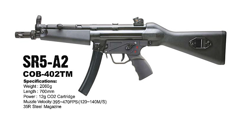 SRC SR5-A2 MP5 CO2 衝鋒槍,長槍,BB槍,生存遊戲 後座力 (COB-402TM)