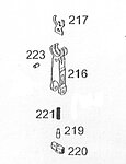 點一下即可放大預覽 -- WE 888 HK416C 摺疊準星 準心 (零件編號#216、217、219、220、221、223)